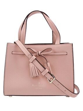 Kate Spade Leather Hayes Small Tasseled Bow Crossbody Satchel Purse Light Pink
